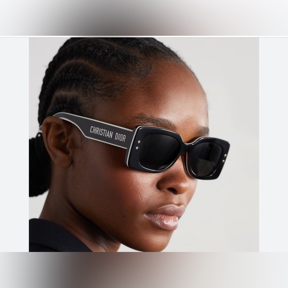 Christian Dior Pacific S1U Rectangle Black Sunglasses - Picture 1 of 9